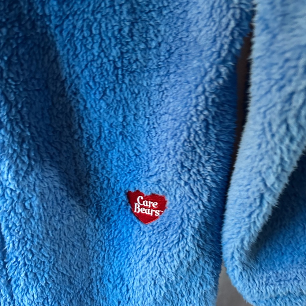 Care Bears Grumpy Bear Adult Onesie XL Blue Plush Fleece Hooded Costume Pajama - Picture 5 of 7